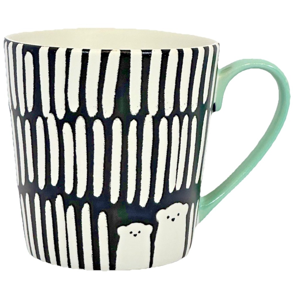 Starbucks 2016 Black White Polar Bear Mug 12 oz Coffee Cup Mint Handle